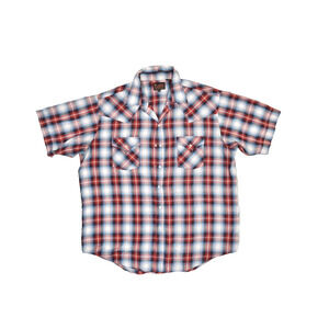 Plains Western Wear Size XL Short Sleeve Plaid Pearl Snap Button Shirt